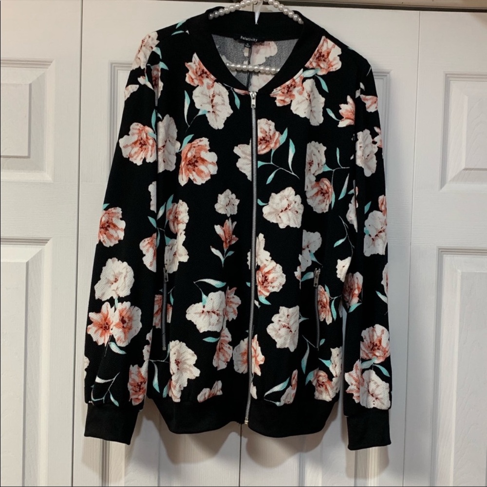Floral bomber jacket xl women
